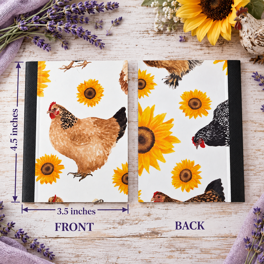 Decorative Vinyl Covered MINIATURE Composition Notebook Chickens