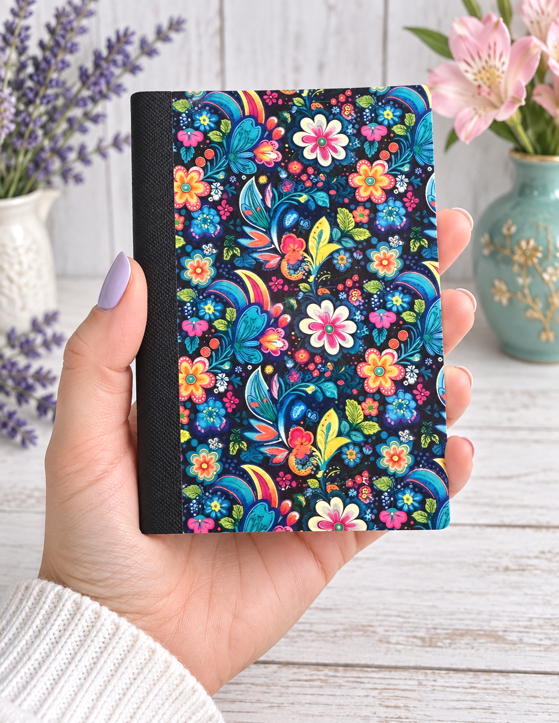 Decorative Vinyl Covered MINIATURE Composition Notebook Flowers 8