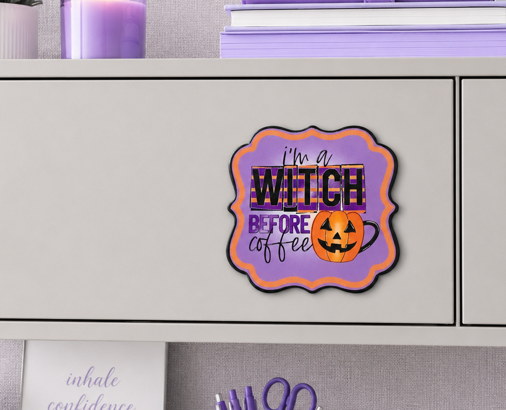 3 inch Witch Before Coffee magnet