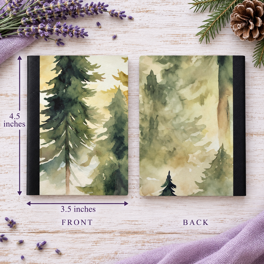 Decorative Vinyl Covered MINIATURE Composition Notebook Watercolors Pines