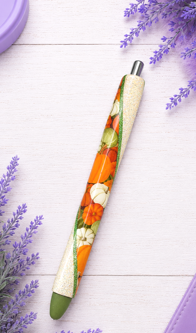 Handmade Autumn Pumpkins and Gourds glitter pen with free refill 2