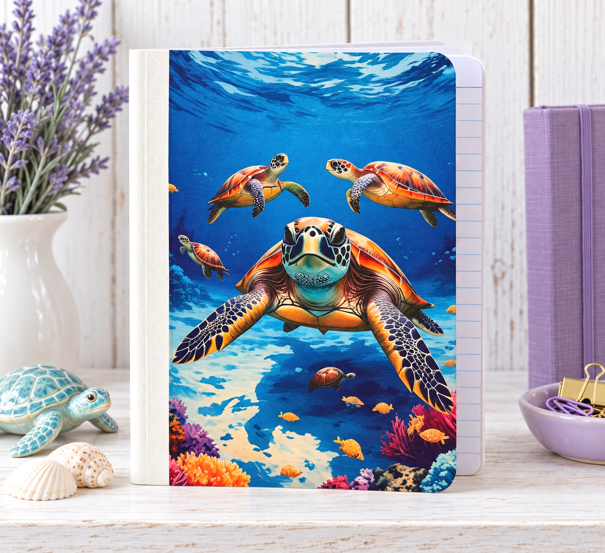 Decorative Vinyl Covered Composition Notebook Sea Turtle