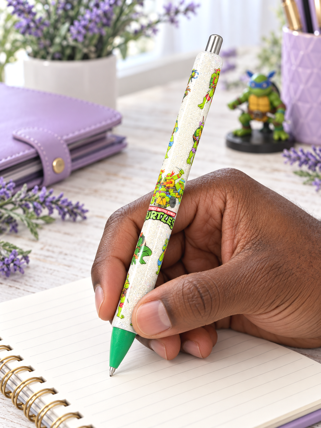 Handmade TMNTurtles glitter pen with free refill