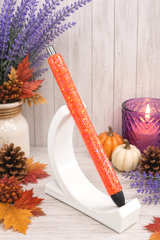 Handmade Orange Chunky glitter pen with free refill