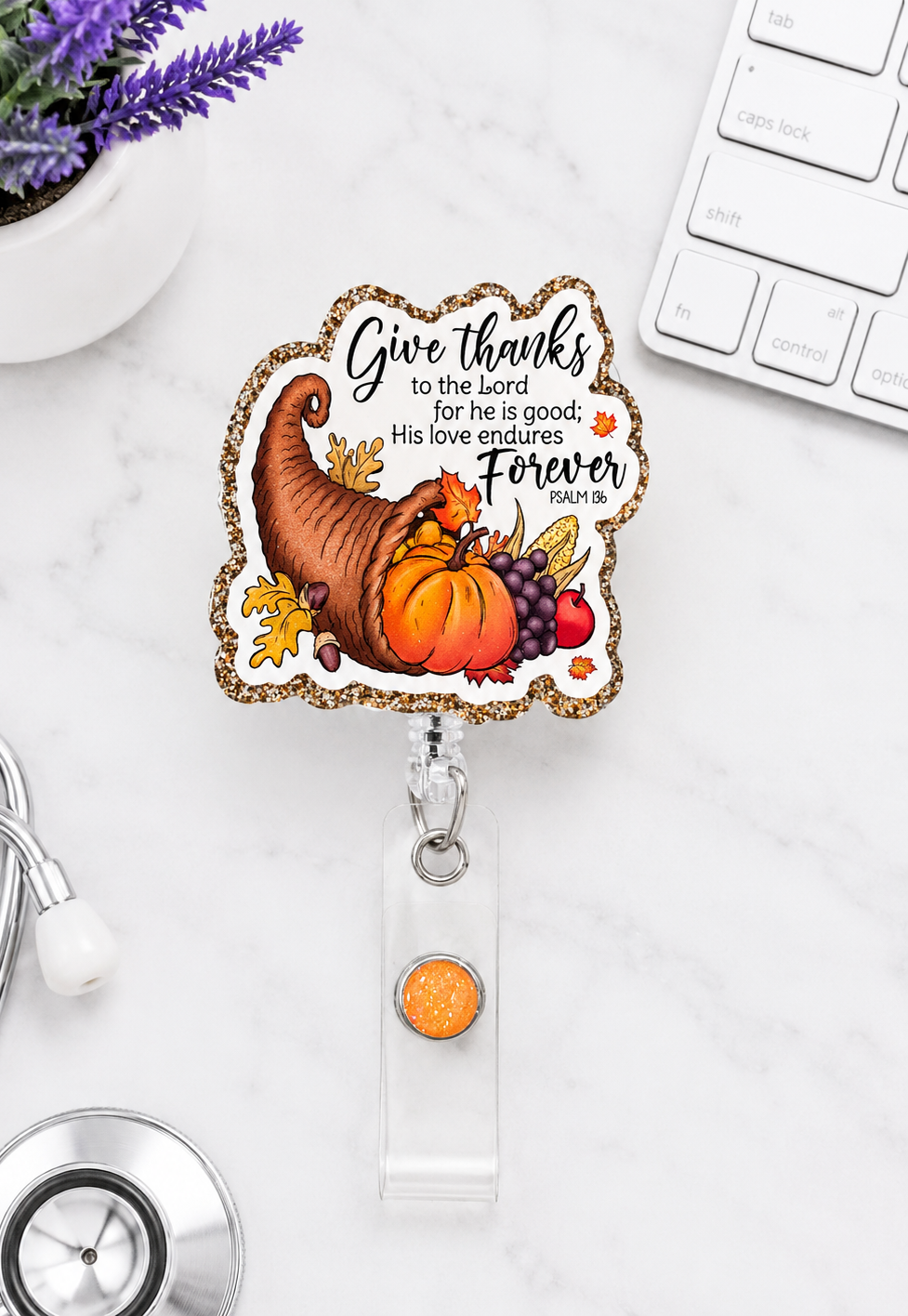Handmade Thanksgiving Give Thanks Badge Reel