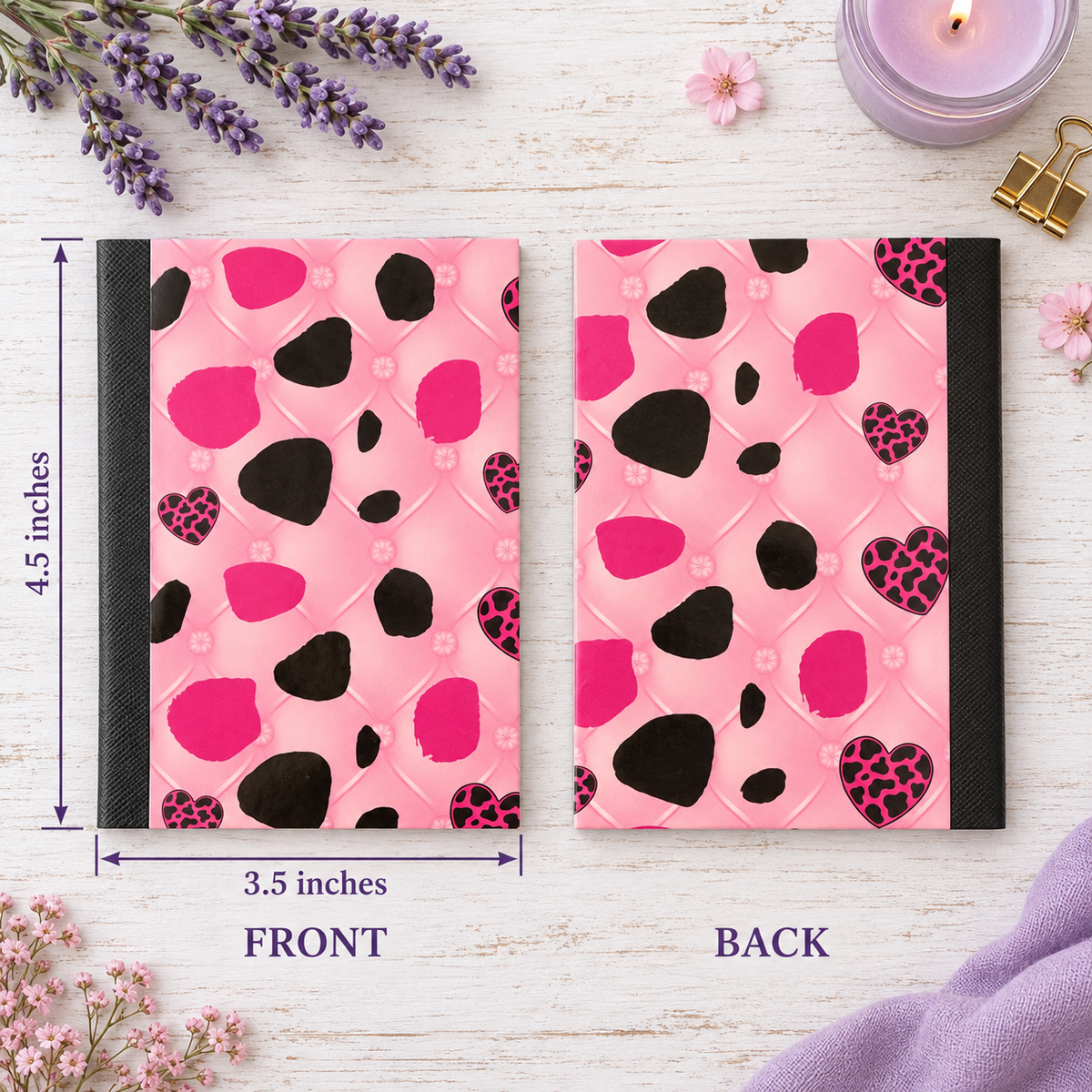 Decorative Vinyl Covered MINIATURE Composition Notebook Hearts