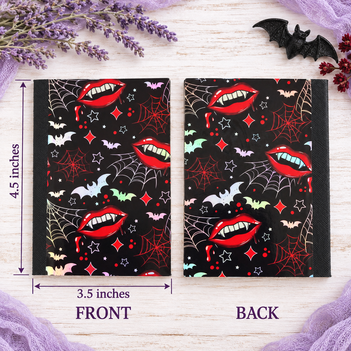 Decorative Vinyl Covered MINIATURE Composition Notebook Vampire