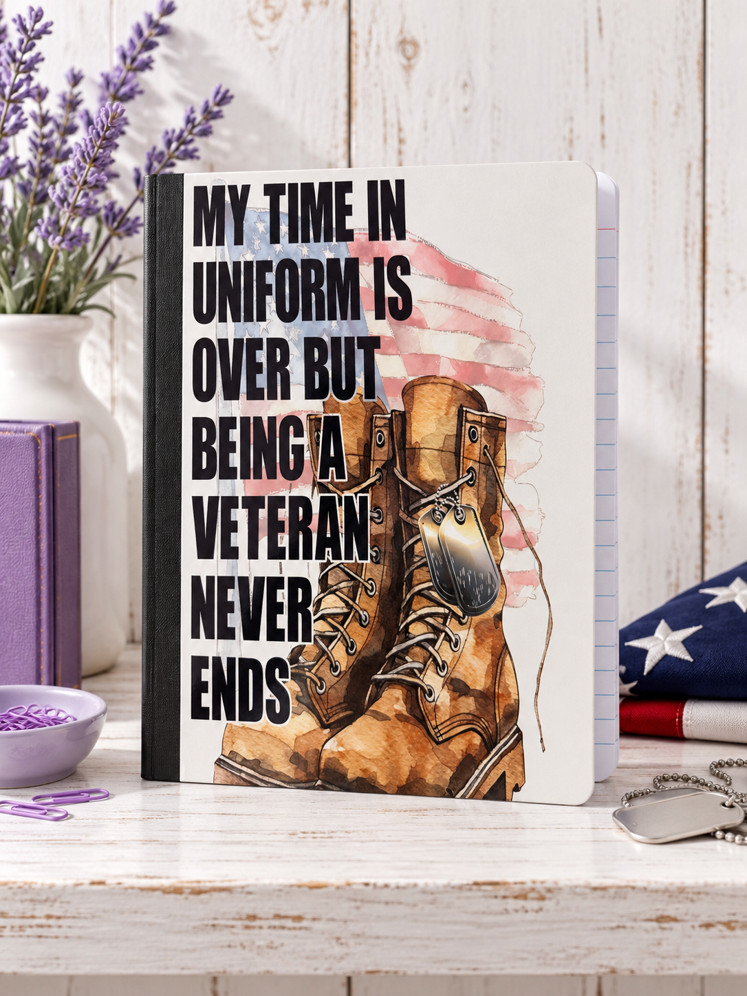 Decorative Vinyl Covered Composition Notebook Veteran