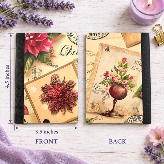 Decorative Vinyl Covered MINIATURE Composition Notebook Vintage Christmas Stationary