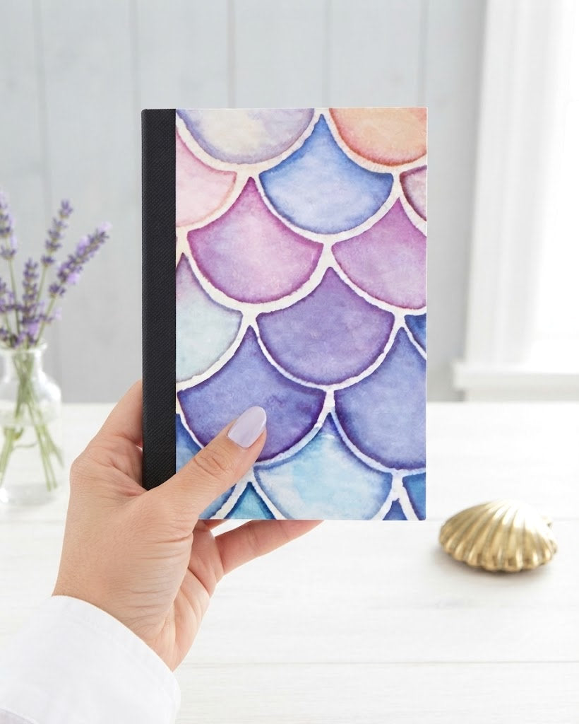 Decorative Vinyl Covered MINIATURE Composition Notebook Watercolor Mermaid