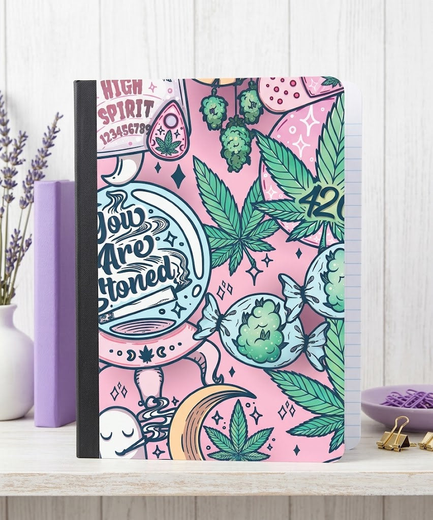 Decorative Vinyl Covered Composition Notebook Holographic Weed