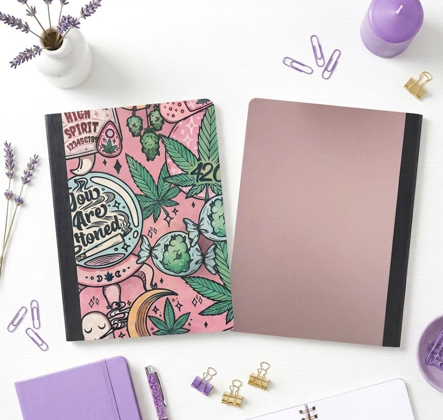 Decorative Vinyl Covered Composition Notebook Holographic Weed
