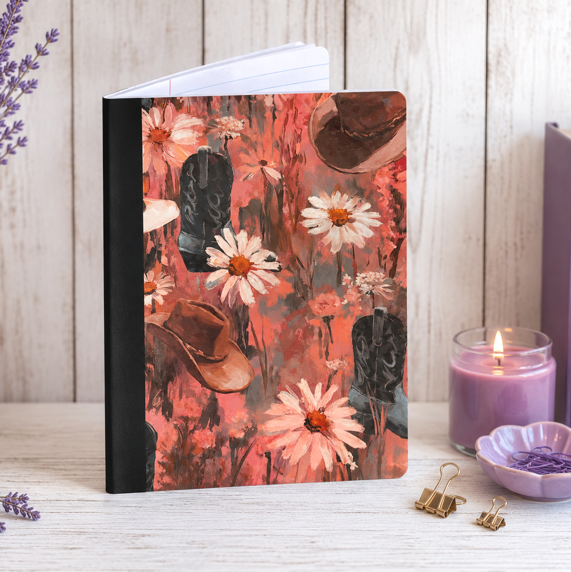 Decorative Vinyl Covered Composition Notebook Holographic Western