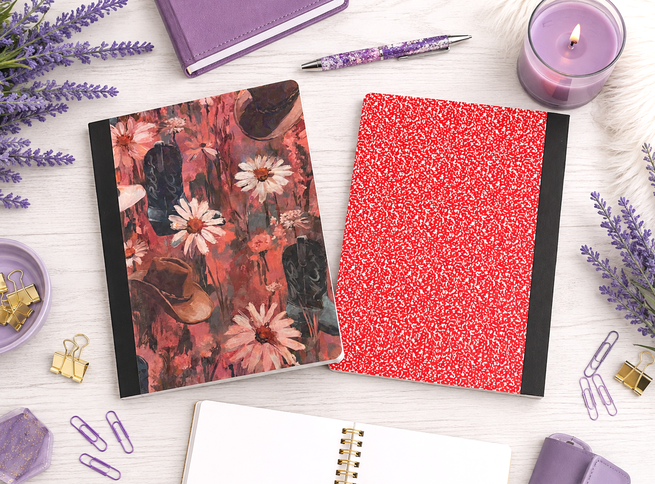 Decorative Vinyl Covered Composition Notebook Holographic Western