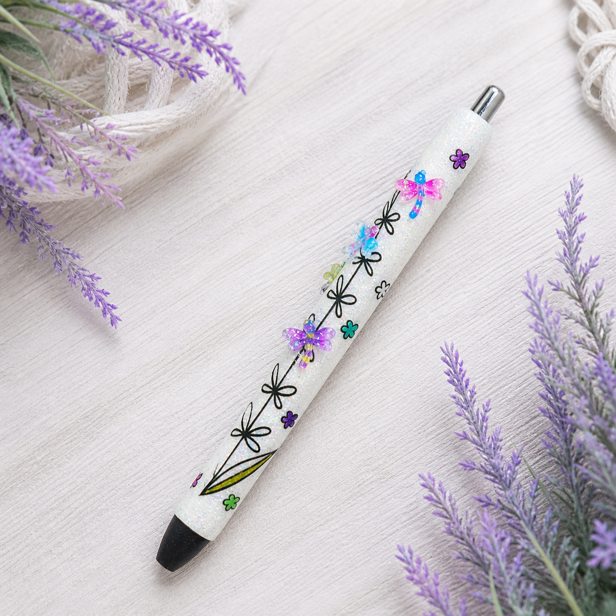 Handmade Miniature Dragonflies glitter pen with free refill