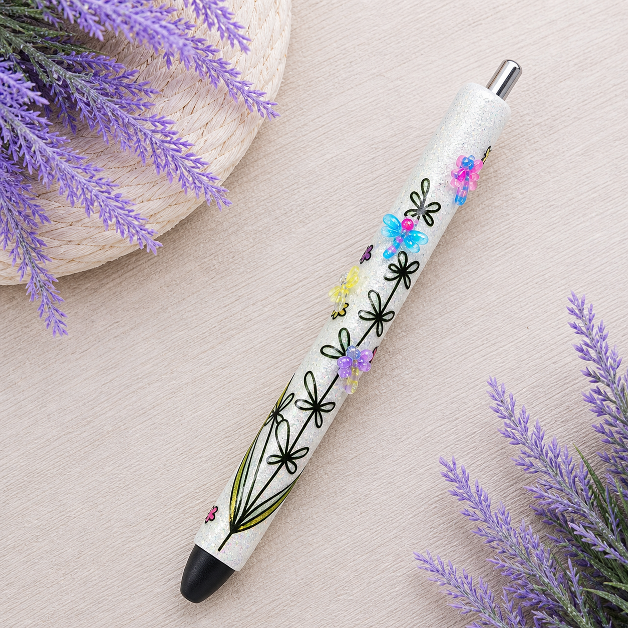 Handmade Miniature Dragonflies glitter pen with free refill
