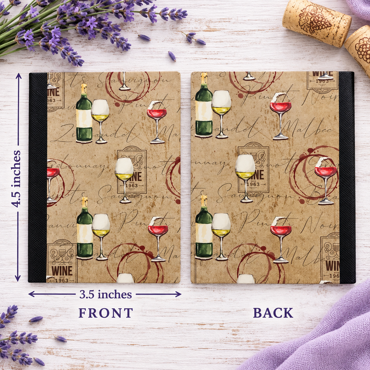 Decorative Vinyl Covered MINIATURE Composition Notebook Wine 1