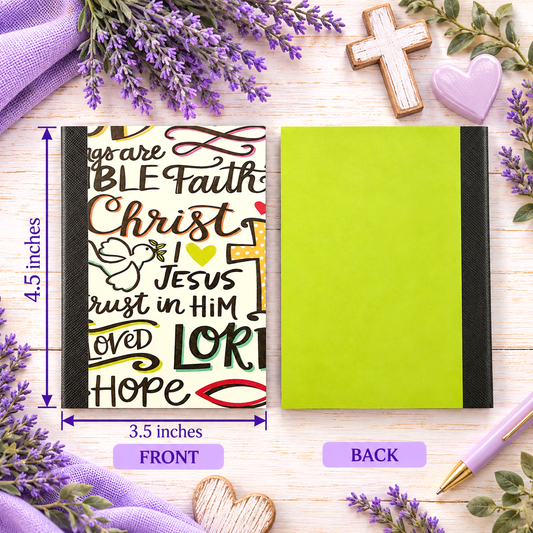 Decorative Vinyl Covered MINIATURE Composition Notebook Christian Phrases 2