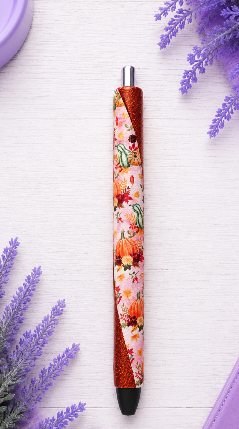 Handmade Autumn Pumpkins and Gourds glitter pen with free refill 3