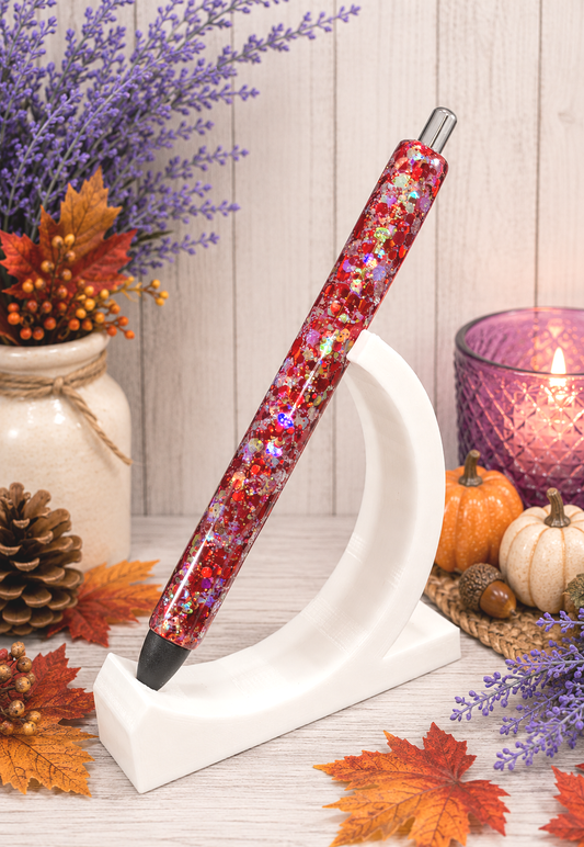 Handmade Cherry Red Mix glitter pen with free refill