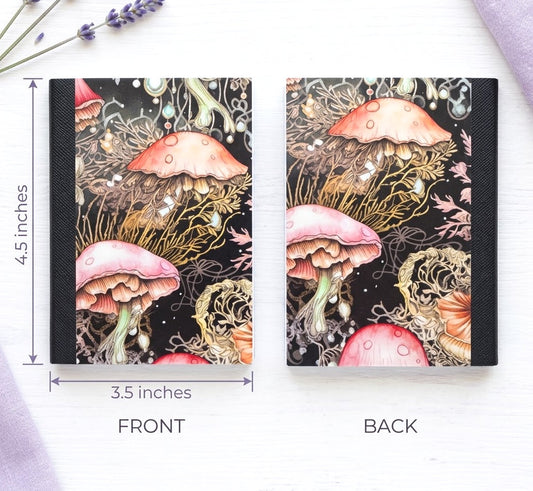 Decorative Vinyl Covered MINIATURE Composition Notebook Mushrooms