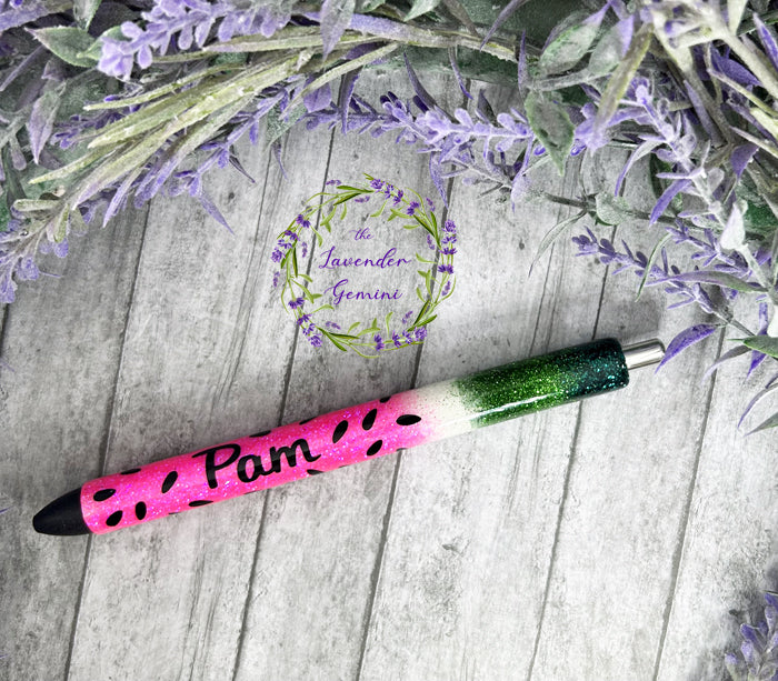 Custom Order Handmade Watermelon Pen Glitter Pen with free refill