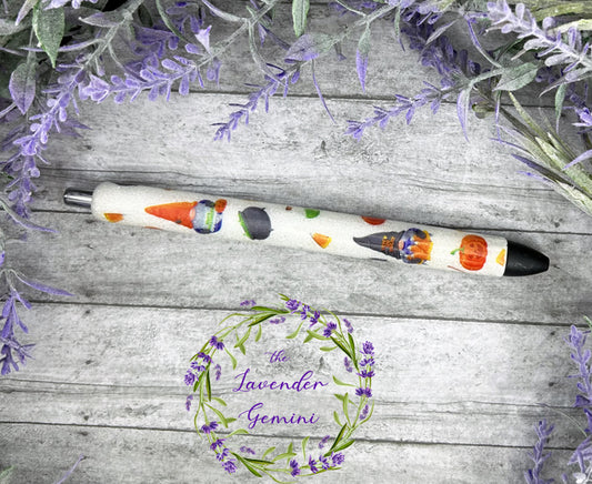 Handmade Halloween Gnomes glitter pen with free refill