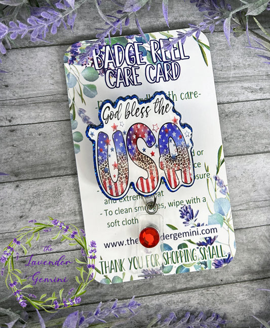 Handmade Patriotic USA ID badge reel