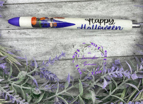 Handmade Happy Halloween Gnome glitter pen with free refill 2