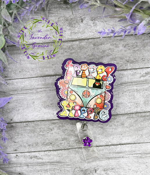 Handmade Trippy Hippy Badge Reel