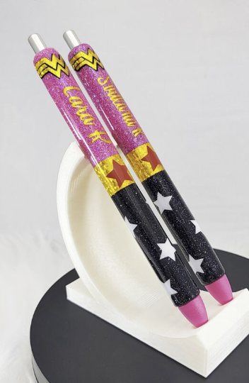 Handmade Hot Pink Wonder Woman Pen Glitter Pen with free refill