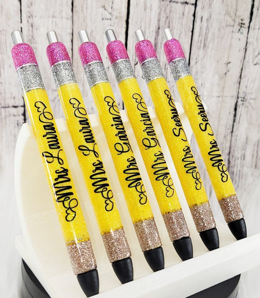 Custom Order Handmade Teacher Pencil Pen Glitter Pen with free refill