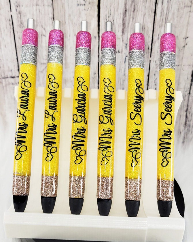 Teacher & School Themed Refillable Glitter Pens – Handmade on Main