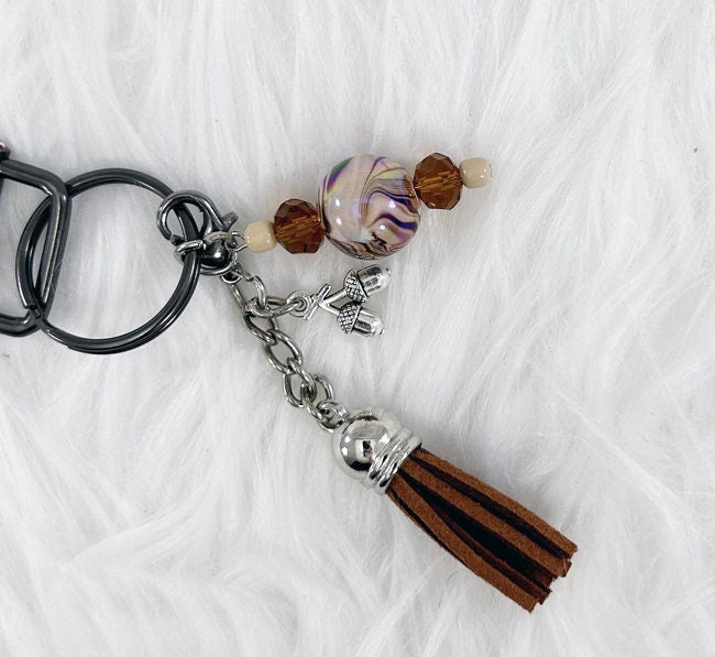 Fall Leaves Faux Leather Key Fob Wristlet