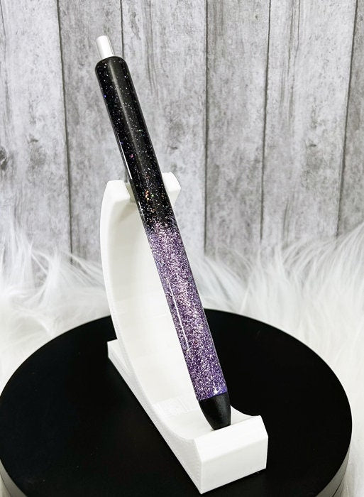 Handmade ombre Purple and Black glitter pen with free refill