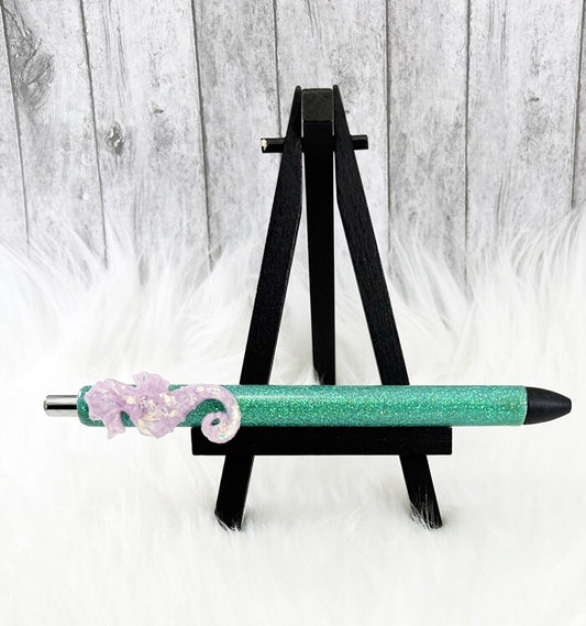 Handmade Seahorse glitter pen  with free refill