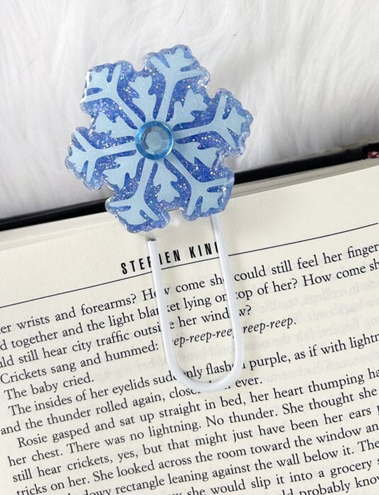 Blue Snowflake Jumbo Paper Clip Bookmark