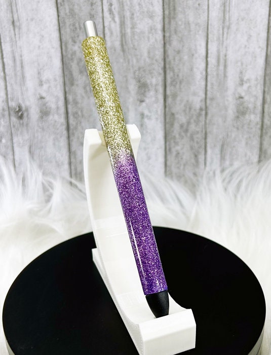 Handmade ombre Purple and Gold glitter pen with free refill